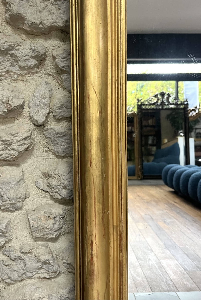 Antique Fireplace Mirror, 144.5/107cm, Gilded With Gold Leaf, Mercury Glass, Overmantel -photo-4