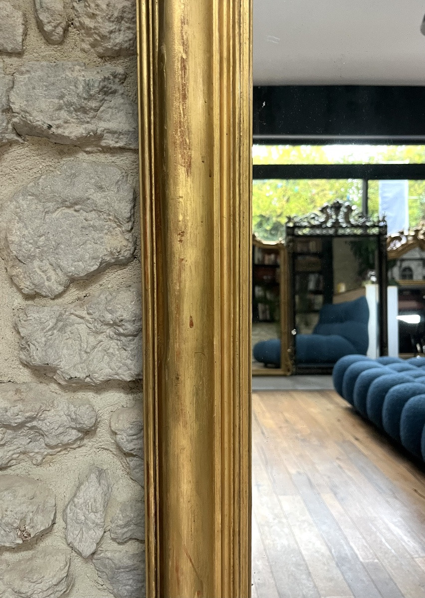 Antique Fireplace Mirror, 144.5/107cm, Gilded With Gold Leaf, Mercury Glass, Overmantel -photo-5