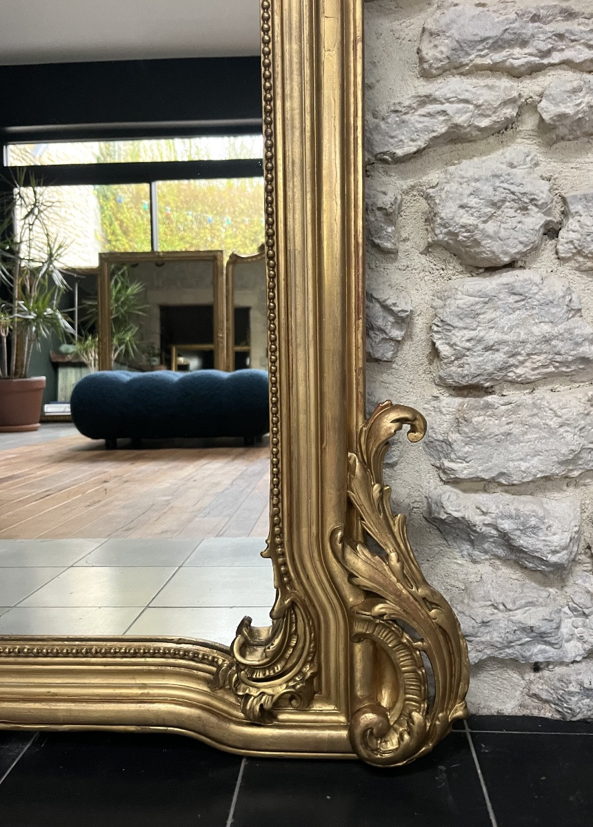 Antique Mirror 169/105cm With Pediments And Gilded Beading, Mantelpiece -photo-5