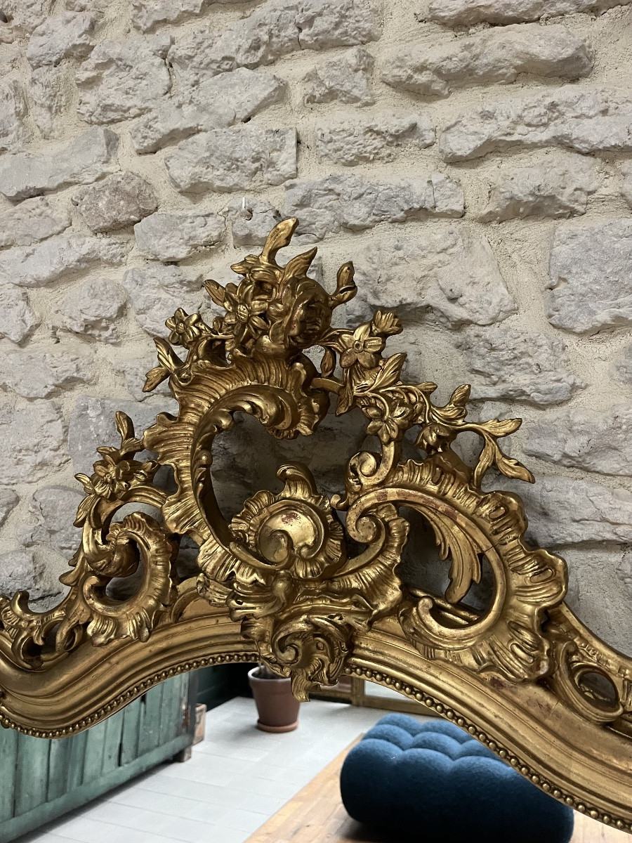 Antique Mirror 169/105cm With Pediments And Gilded Beading, Mantelpiece -photo-6