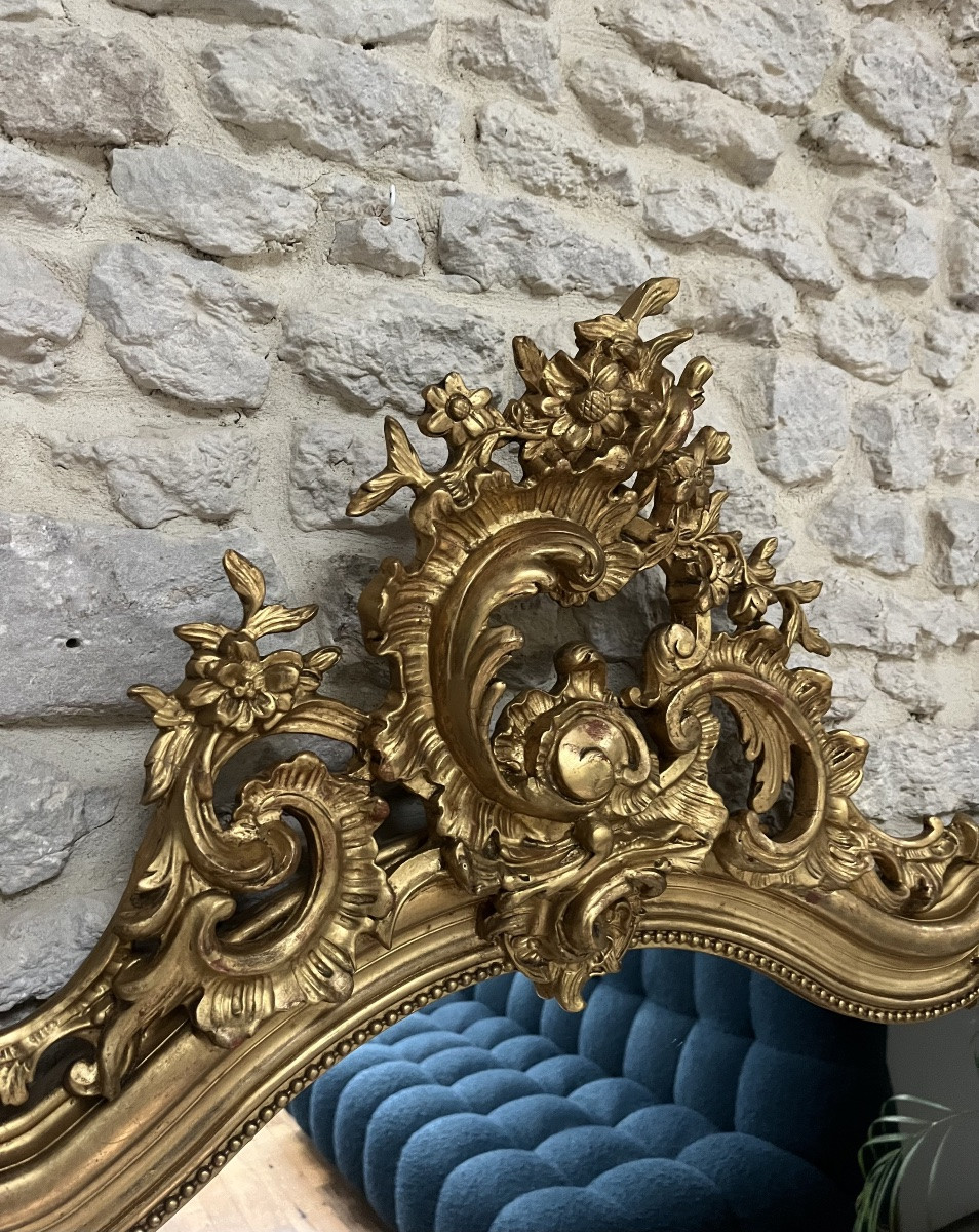 Antique Mirror 169/105cm With Pediments And Gilded Beading, Mantelpiece -photo-7