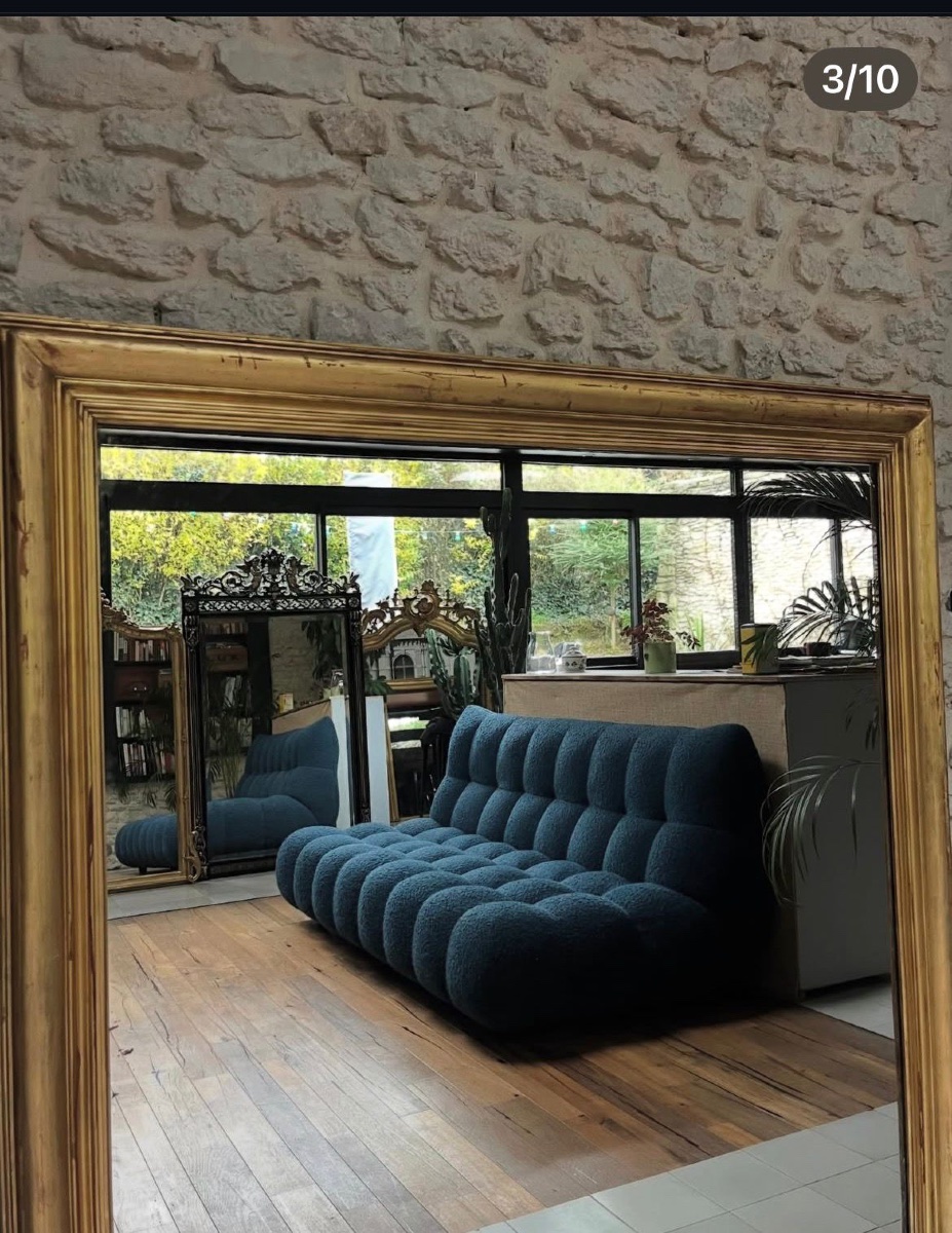 Antique Fireplace Mirror, 152/136cm, Gilded With Gold Leaf, Wood-paneled Fireplace Mirror -photo-2