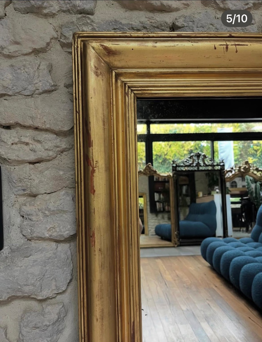 Antique Fireplace Mirror, 152/136cm, Gilded With Gold Leaf, Wood-paneled Fireplace Mirror -photo-1