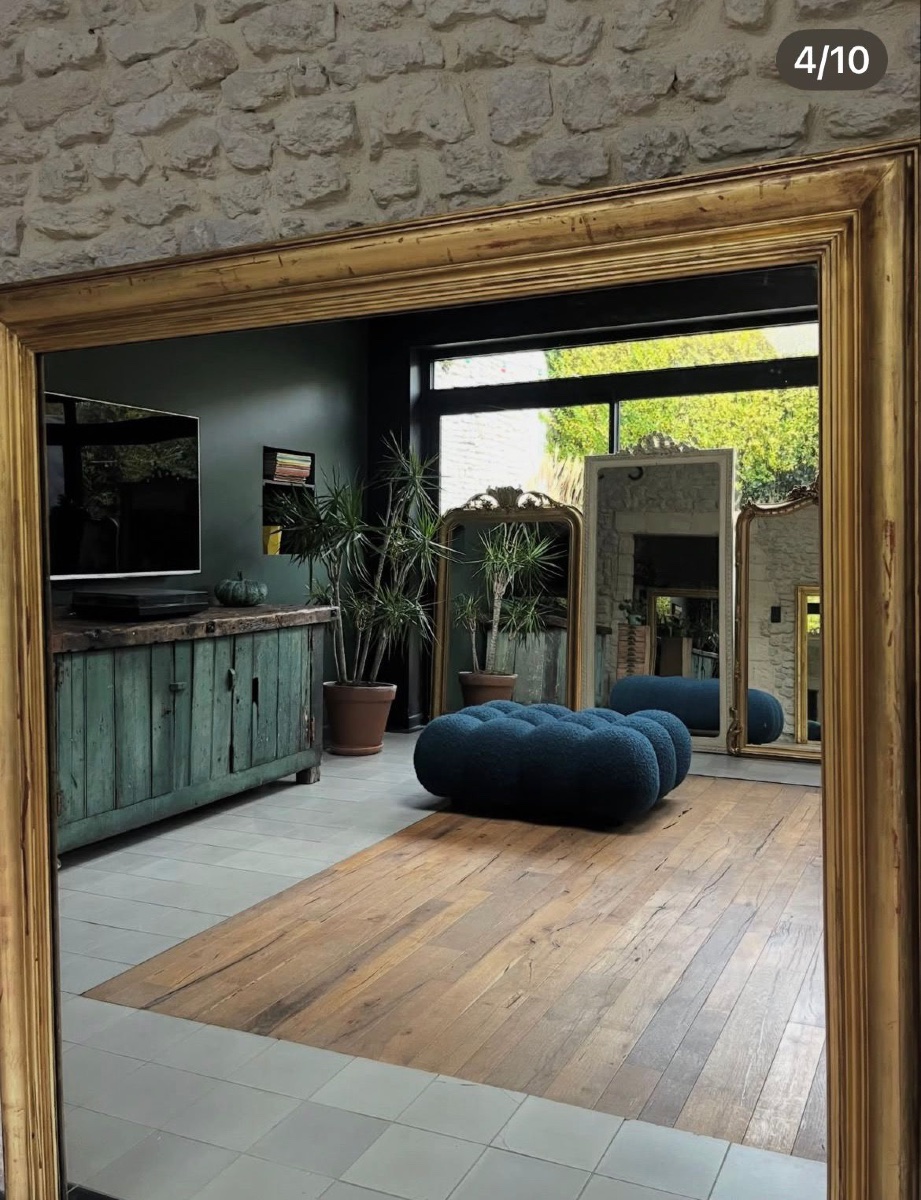 Antique Fireplace Mirror, 152/136cm, Gilded With Gold Leaf, Wood-paneled Fireplace Mirror -photo-7