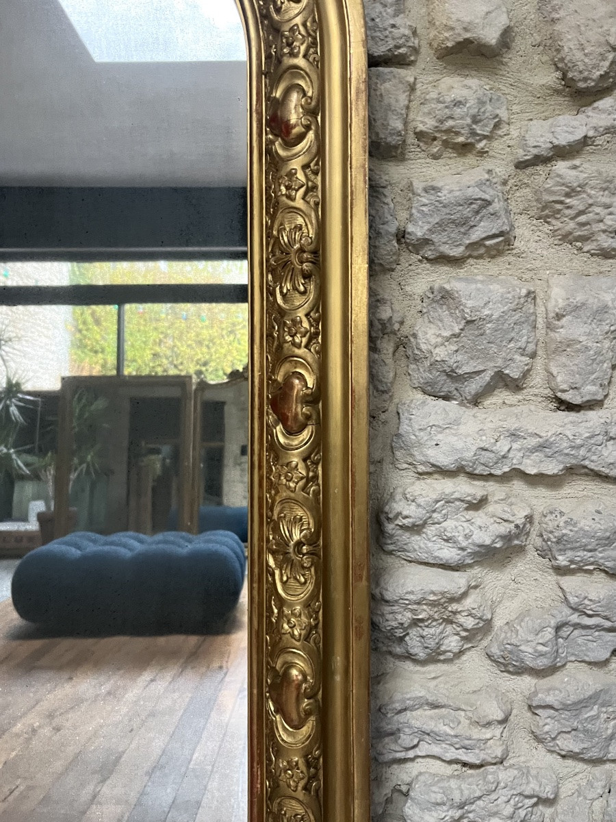 Antique Mirror, 152.5/117cm, With A Pediment And Gilded Beading, Mantelpiece -photo-2