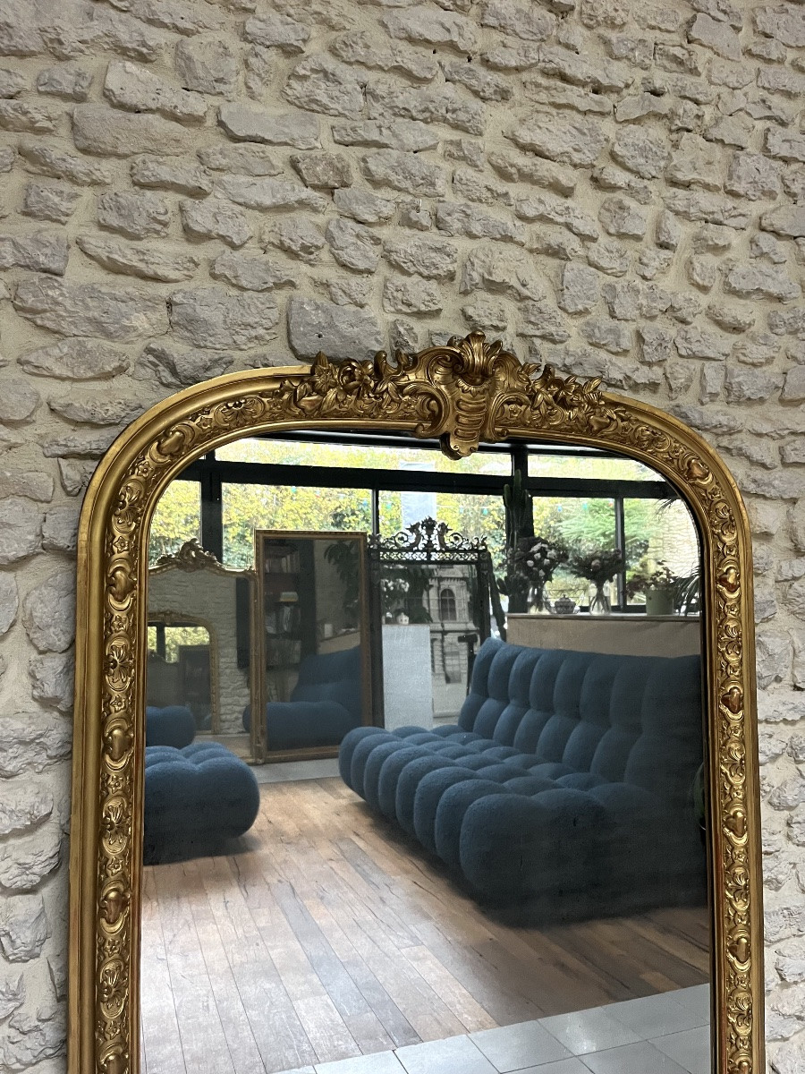 Antique Mirror, 152.5/117cm, With A Pediment And Gilded Beading, Mantelpiece -photo-4