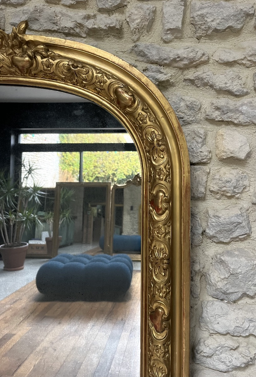 Antique Mirror, 152.5/117cm, With A Pediment And Gilded Beading, Mantelpiece -photo-5