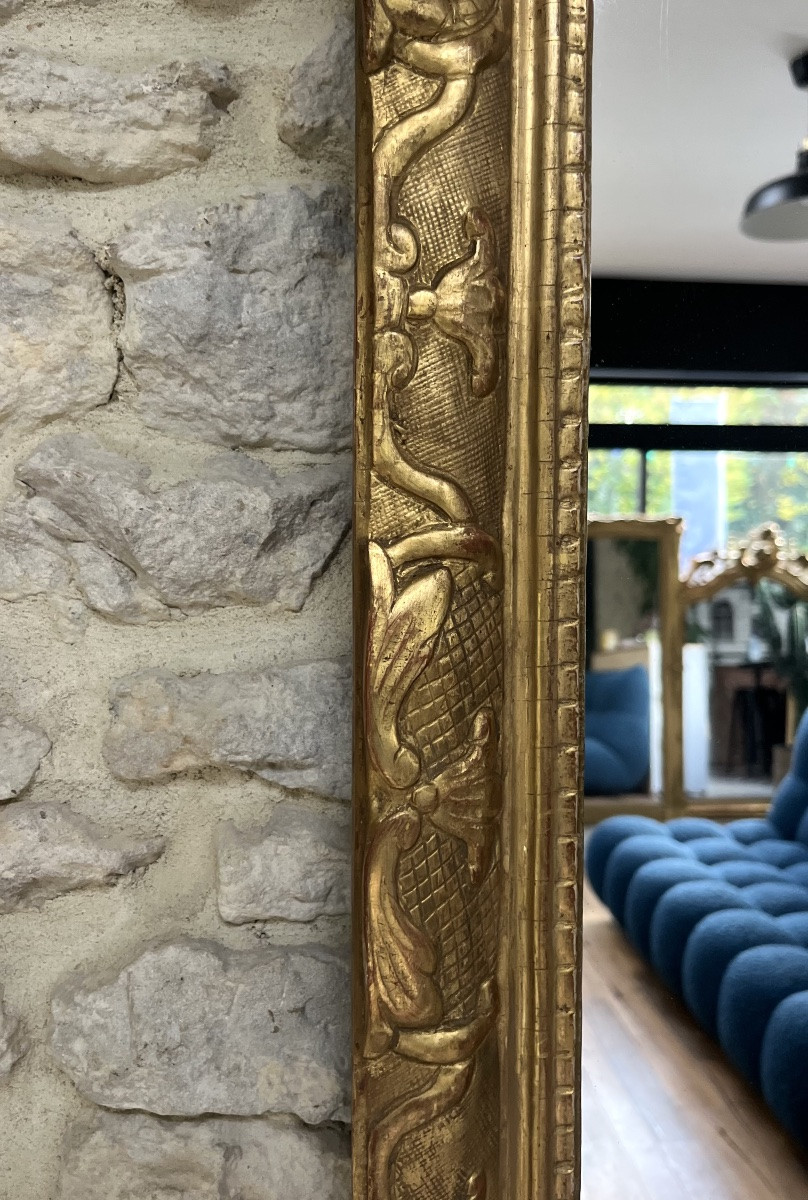 Miroir ancien 89/60,5cm époque 19ème style régence doré à la feuille d’or, glace au mercure -photo-6