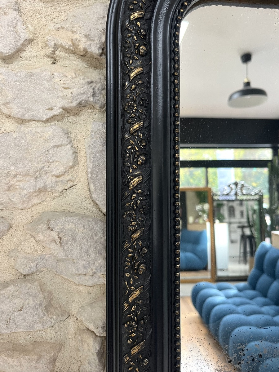 Antique Louis-philippe Mirror With Pediment, 63/39cm, Napoleon III Period, Pitted Glass, Overmantel -photo-6