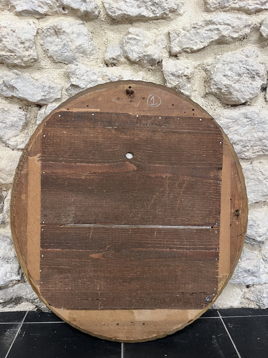 Pair Of Oval Mirrors, 48/43cm, Gilded With Gold Leaf, Mercury Glass, Beautiful Gilding-photo-4