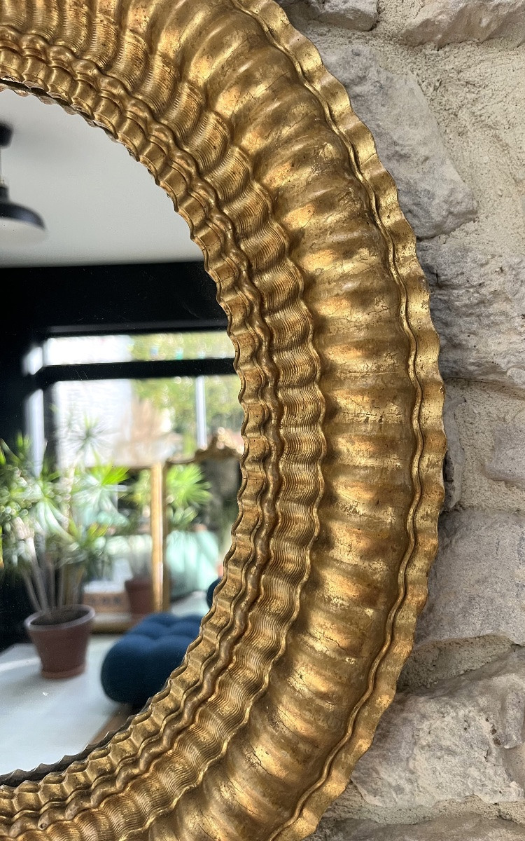 Pair Of Oval Mirrors, 48/43cm, Gilded With Gold Leaf, Mercury Glass, Beautiful Gilding-photo-3