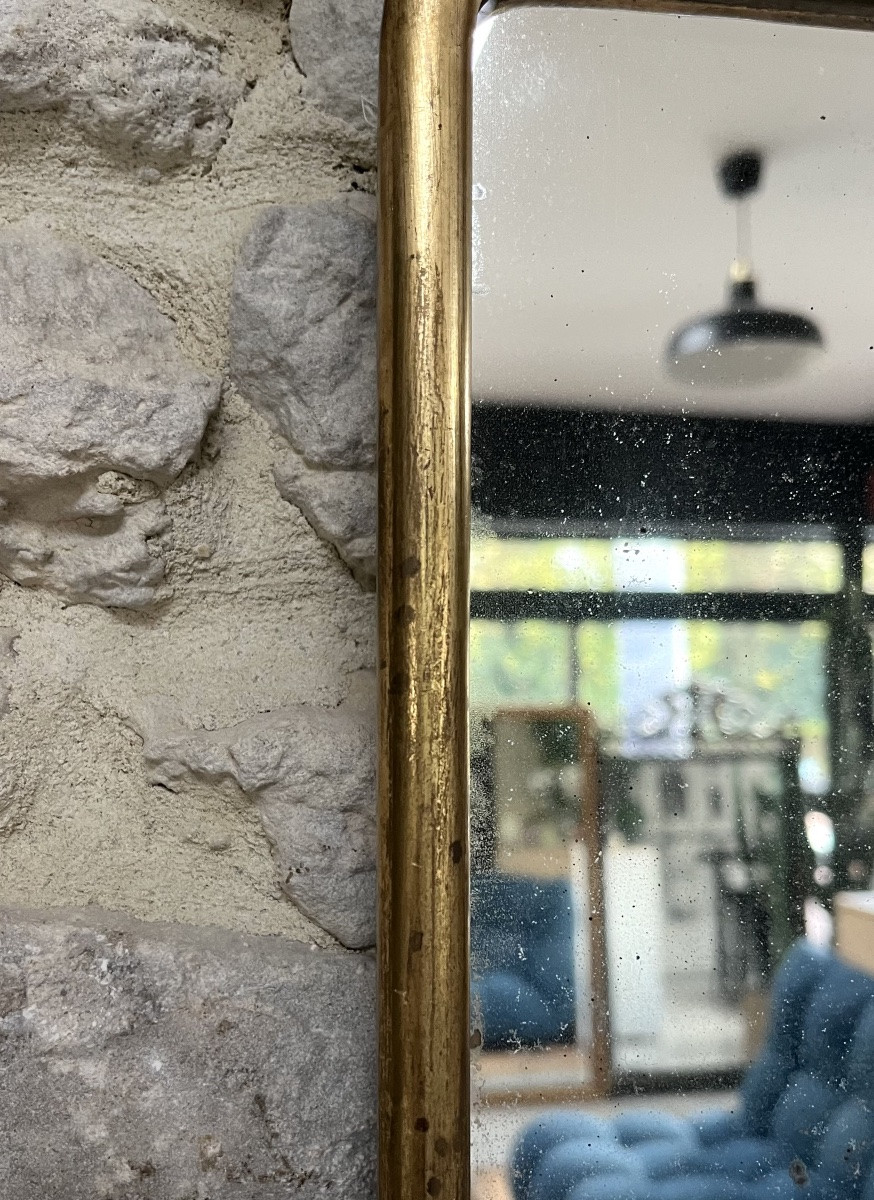 Antique Louis-philippe Mirror, 32/25cm, Gilded With Gold Leaf, Late 19th/early 20th Century, Frame-photo-3