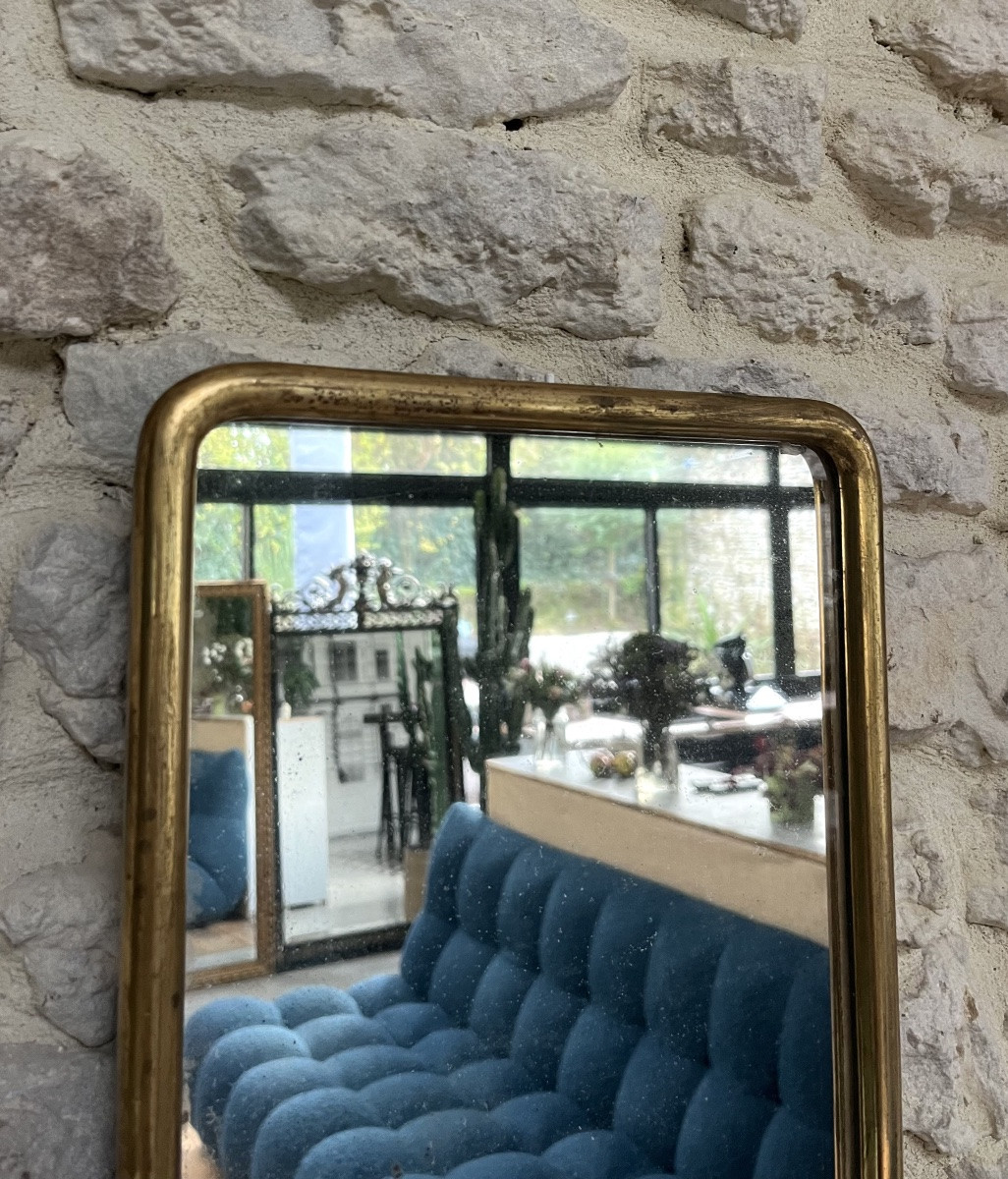 Antique Louis-philippe Mirror, 32/25cm, Gilded With Gold Leaf, Late 19th/early 20th Century, Frame-photo-1