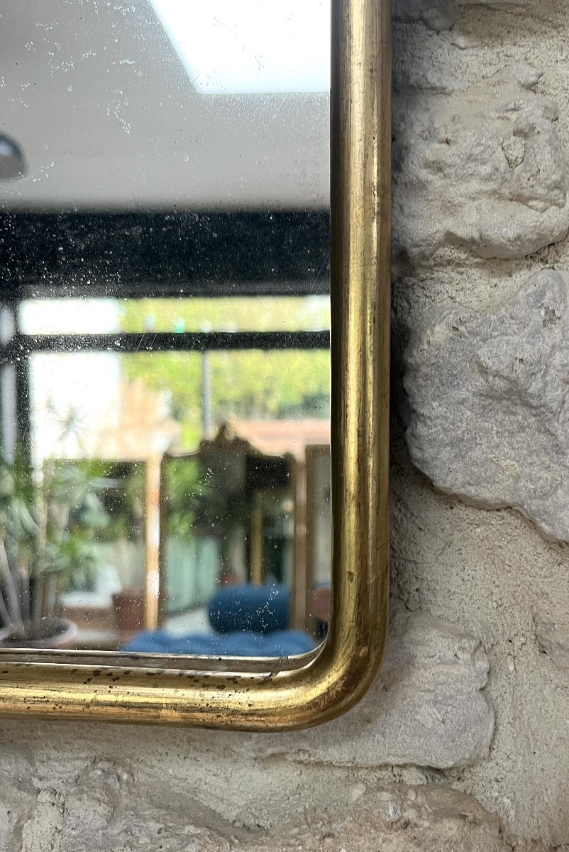 Antique Louis-philippe Mirror, 32/25cm, Gilded With Gold Leaf, Late 19th/early 20th Century, Frame-photo-7