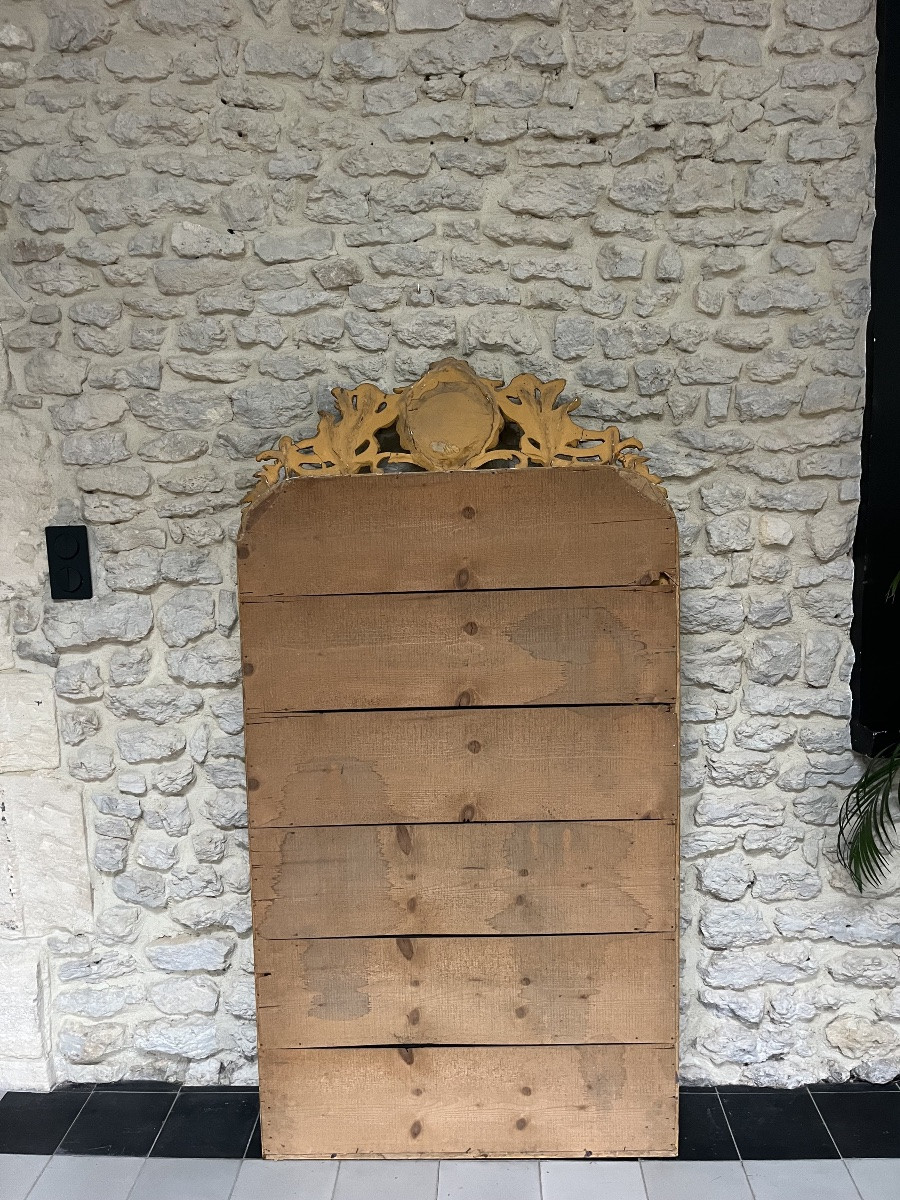 Antique Mirror, 163.5/85cm, With A Frame Adorned With Angels And Gilded Beading, Silver Leaf. -photo-8
