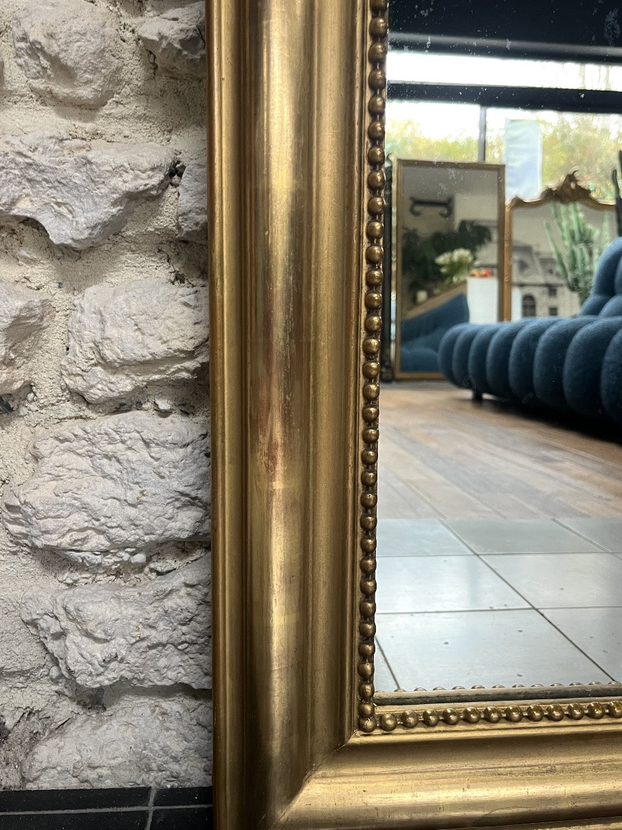 Antique Louis-philippe Mirror, 156.5/83.5cm, With A Pediment Decorated With Birds And Beading, Mantelpiece-photo-1