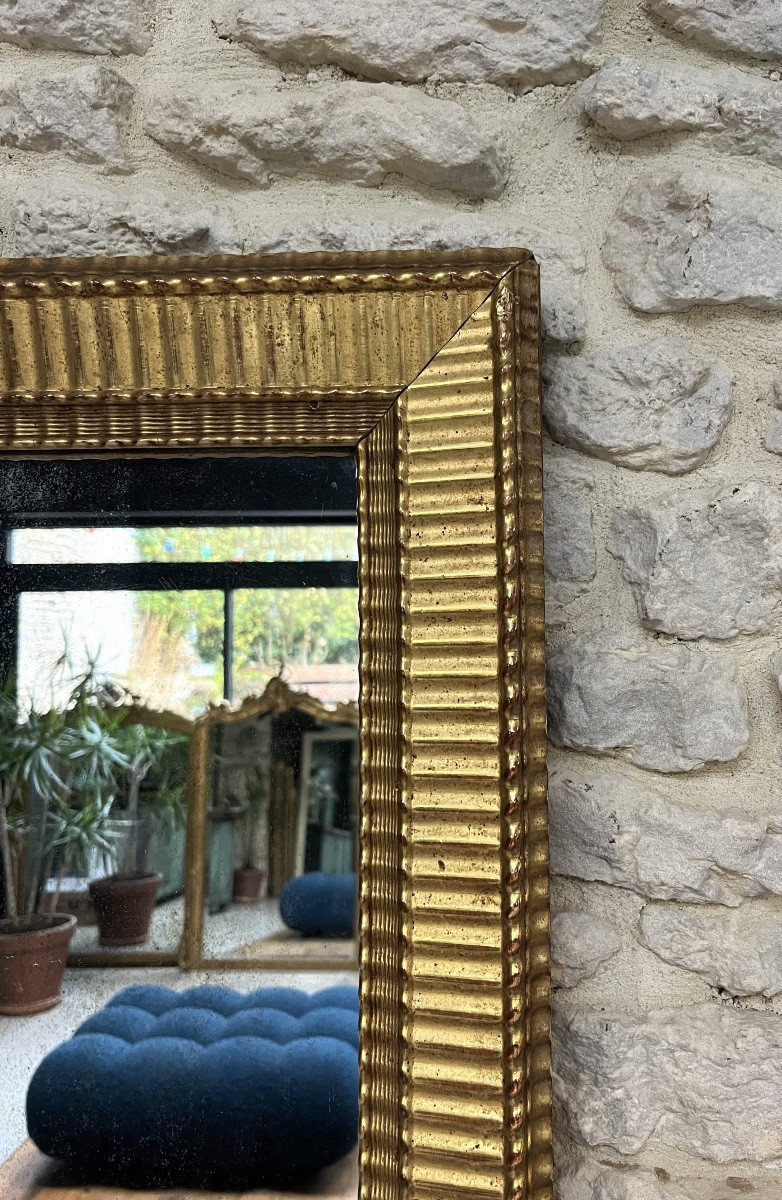Antique Mirror, 80/64.5cm, Directoire Period, Gilded With Gold Leaf, Mercury Glass, Trumeau Mirror -photo-2