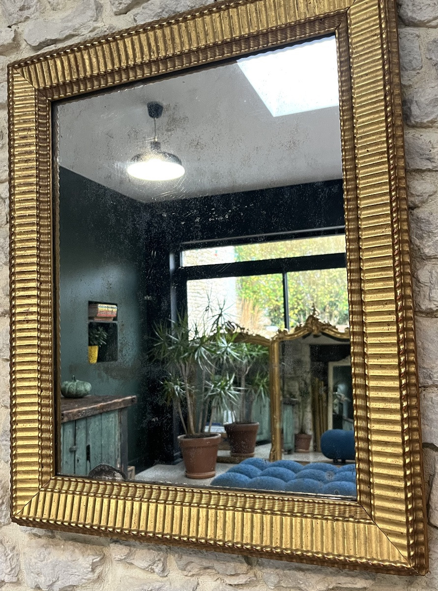 Antique Mirror, 80/64.5cm, Directoire Period, Gilded With Gold Leaf, Mercury Glass, Trumeau Mirror -photo-3