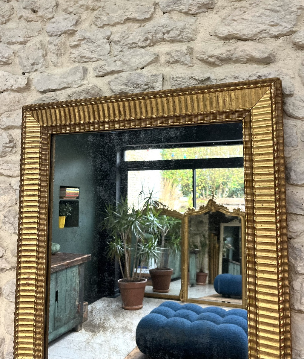Antique Mirror, 80/64.5cm, Directoire Period, Gilded With Gold Leaf, Mercury Glass, Trumeau Mirror -photo-4