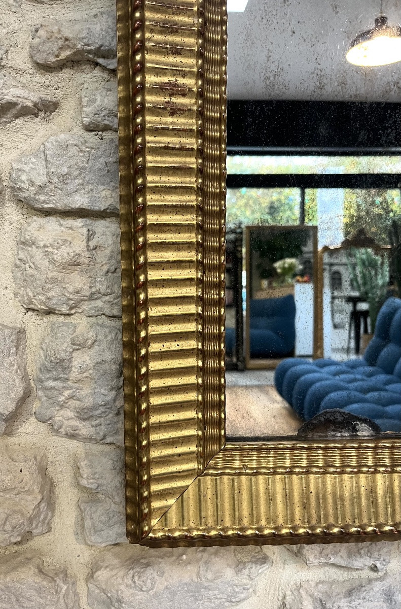 Antique Mirror, 80/64.5cm, Directoire Period, Gilded With Gold Leaf, Mercury Glass, Trumeau Mirror -photo-2