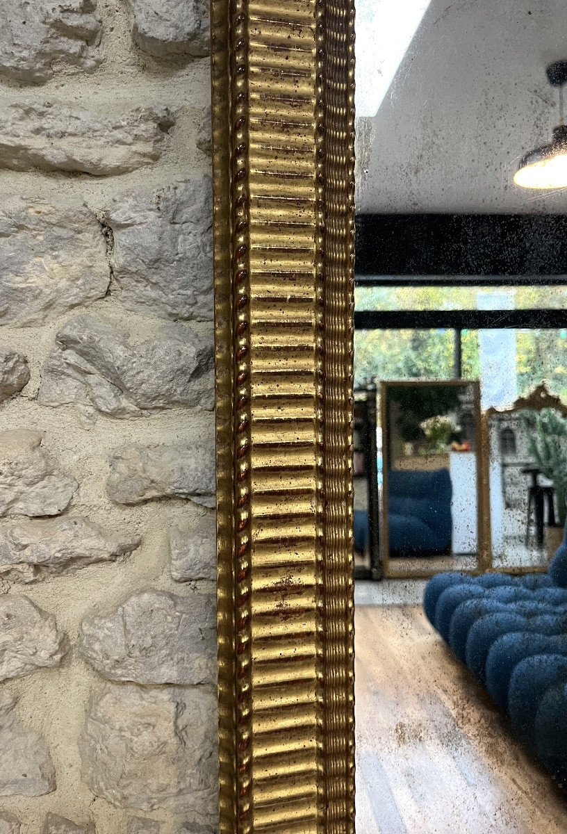 Antique Mirror, 80/64.5cm, Directoire Period, Gilded With Gold Leaf, Mercury Glass, Trumeau Mirror -photo-3