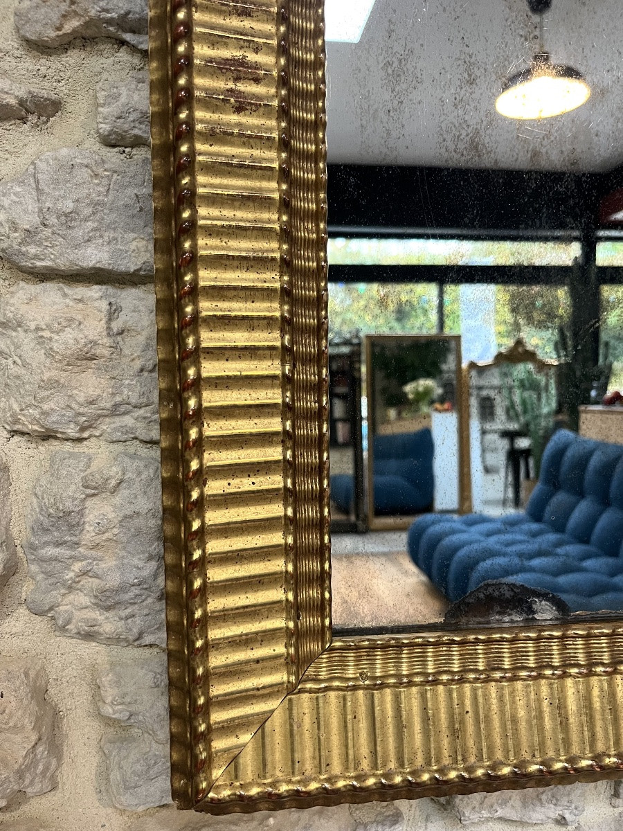 Antique Mirror, 80/64.5cm, Directoire Period, Gilded With Gold Leaf, Mercury Glass, Trumeau Mirror -photo-4