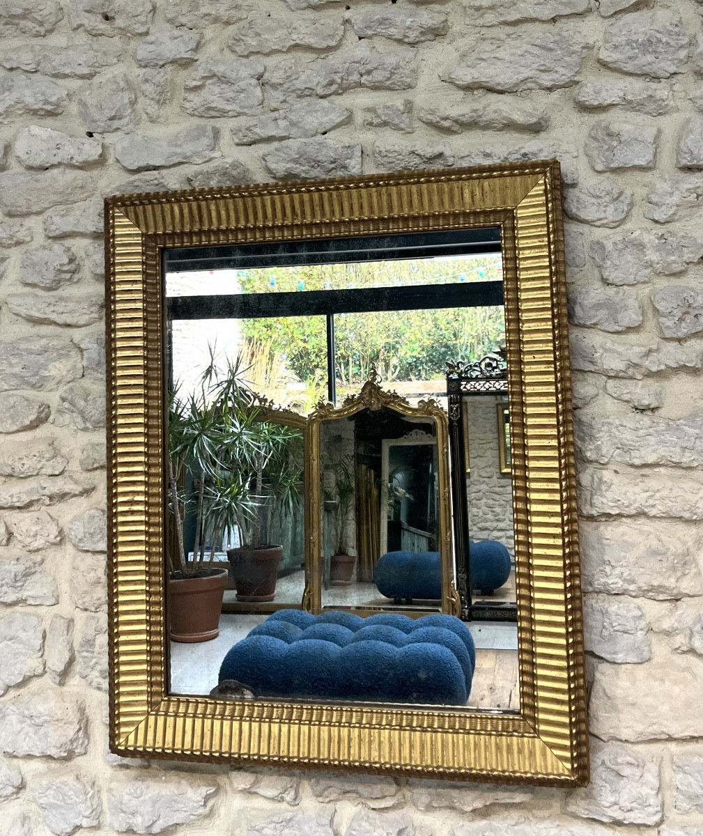 Antique Mirror, 80/64.5cm, Directoire Period, Gilded With Gold Leaf, Mercury Glass, Trumeau Mirror 