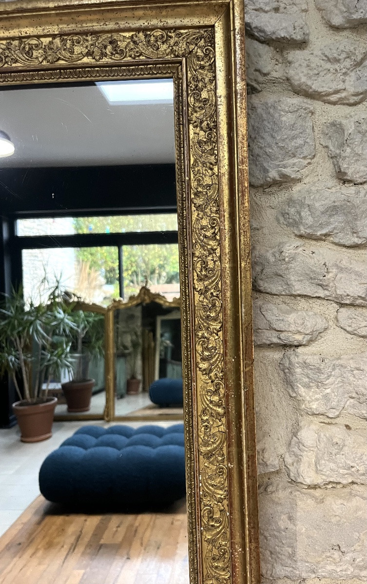 Antique Mirror, 69/56cm, Restoration Period, Gilded With Gold Leaf, Mantelpiece -photo-2