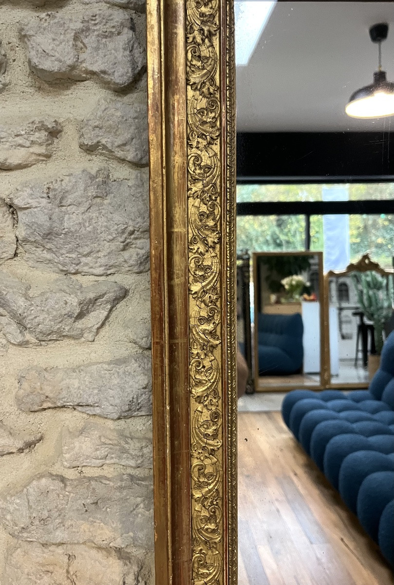Antique Mirror, 69/56cm, Restoration Period, Gilded With Gold Leaf, Mantelpiece -photo-4