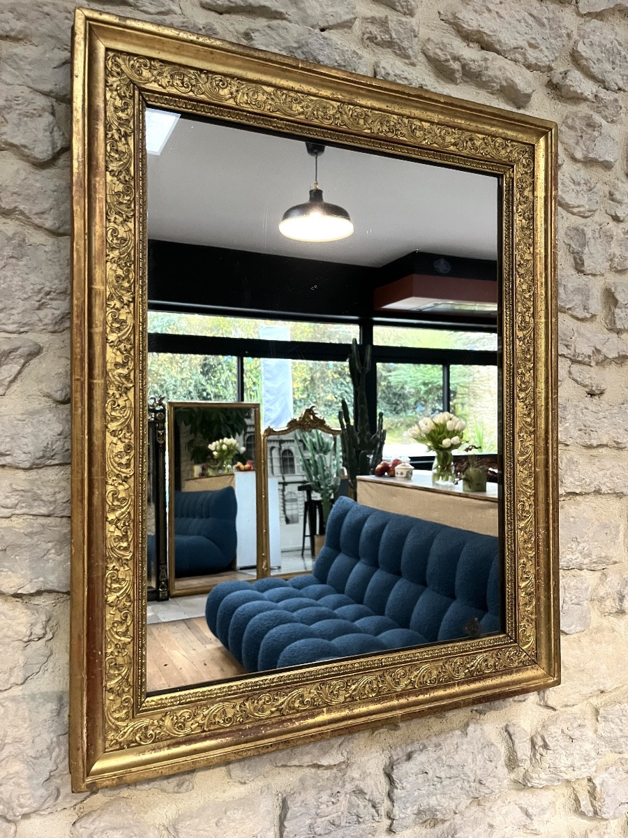 Antique Mirror, 69/56cm, Restoration Period, Gilded With Gold Leaf, Mantelpiece -photo-3