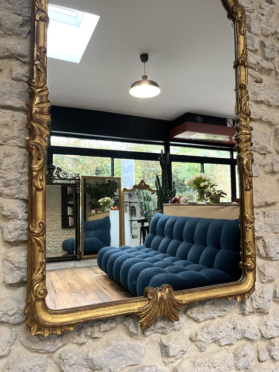 Mirror 126.5/66.5cm With Giltwood Pediments, Dating From The First Part Of The 20th Century-photo-2