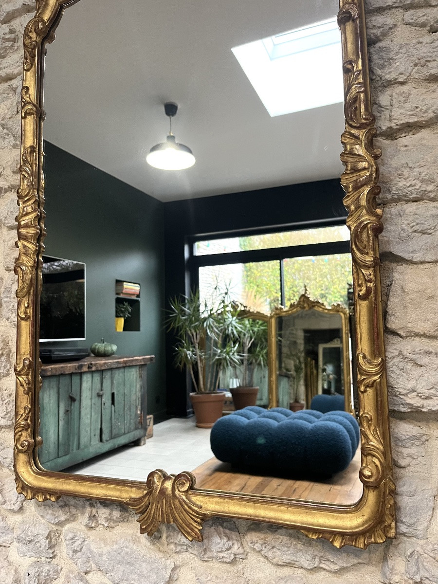 Mirror 126.5/66.5cm With Giltwood Pediments, Dating From The First Part Of The 20th Century-photo-4