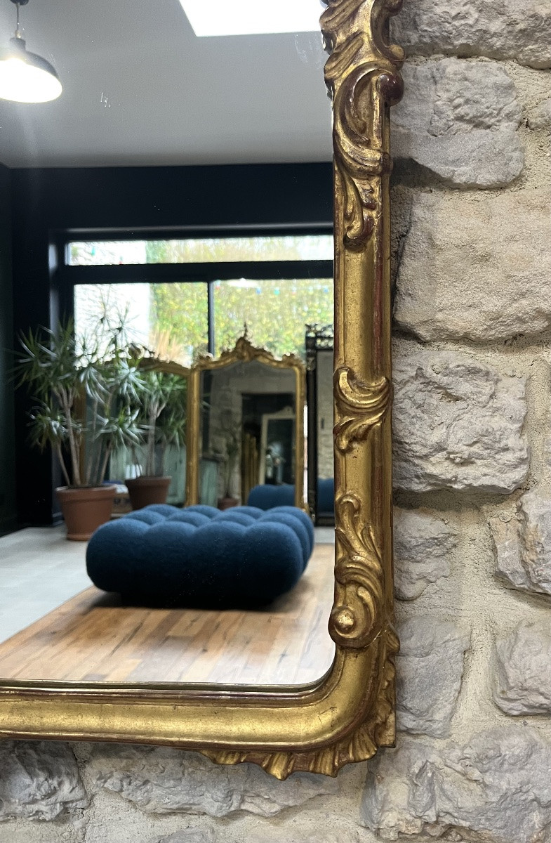 Mirror 126.5/66.5cm With Giltwood Pediments, Dating From The First Part Of The 20th Century-photo-3