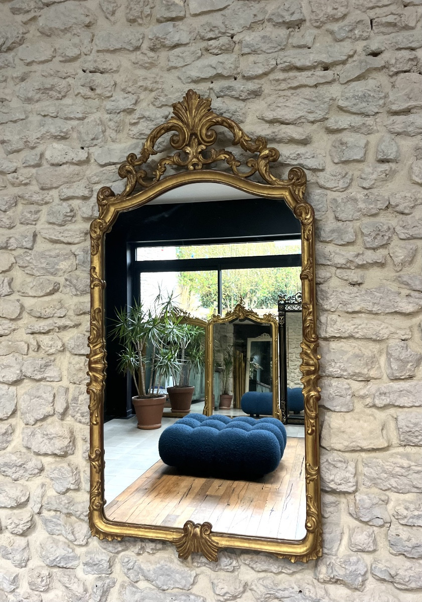 Mirror 126.5/66.5cm With Giltwood Pediments, Dating From The First Part Of The 20th Century
