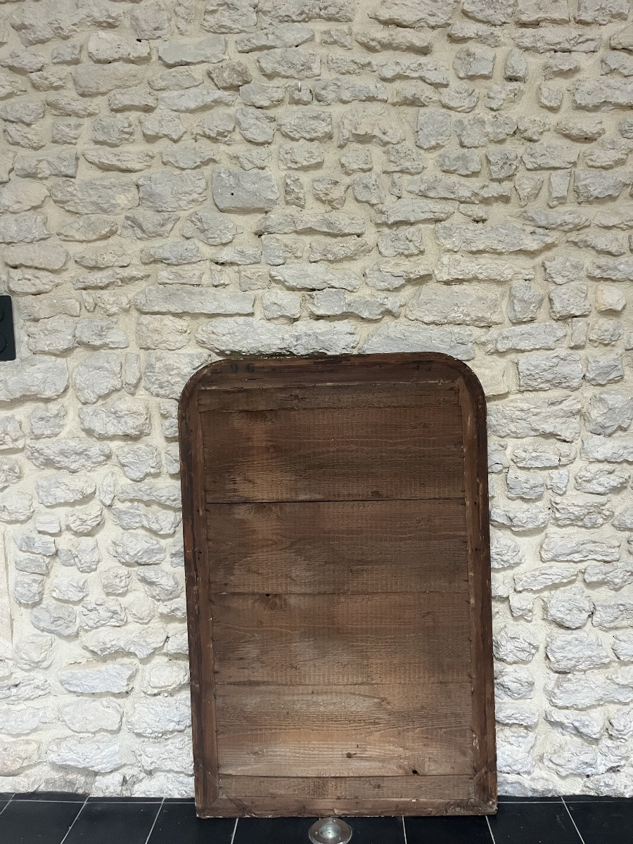 Antique Mirror 113/73.5cm Louis-philippe Style, Beaded And Gilded With Gold Leaf, Geometric Decoration-photo-3