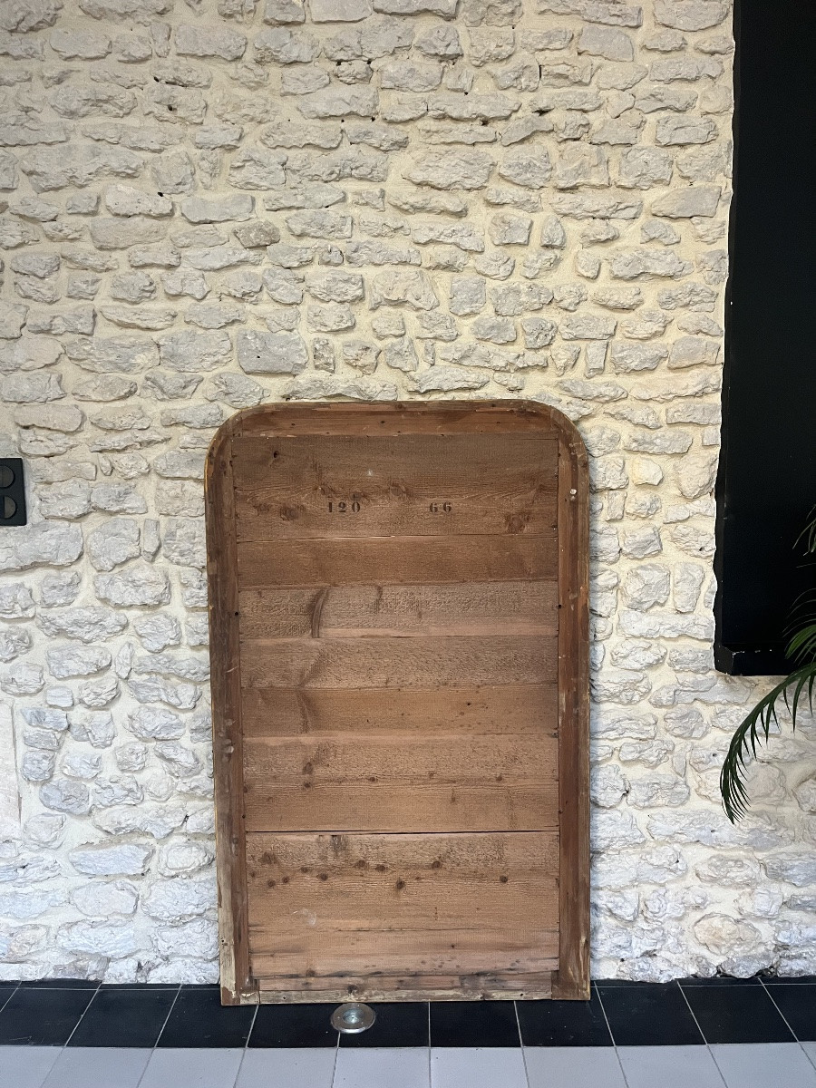 Miroir ancien 141,5/88cm Louis-Philippe perlé doré feuille d’or décors florale, glace mercure-photo-8