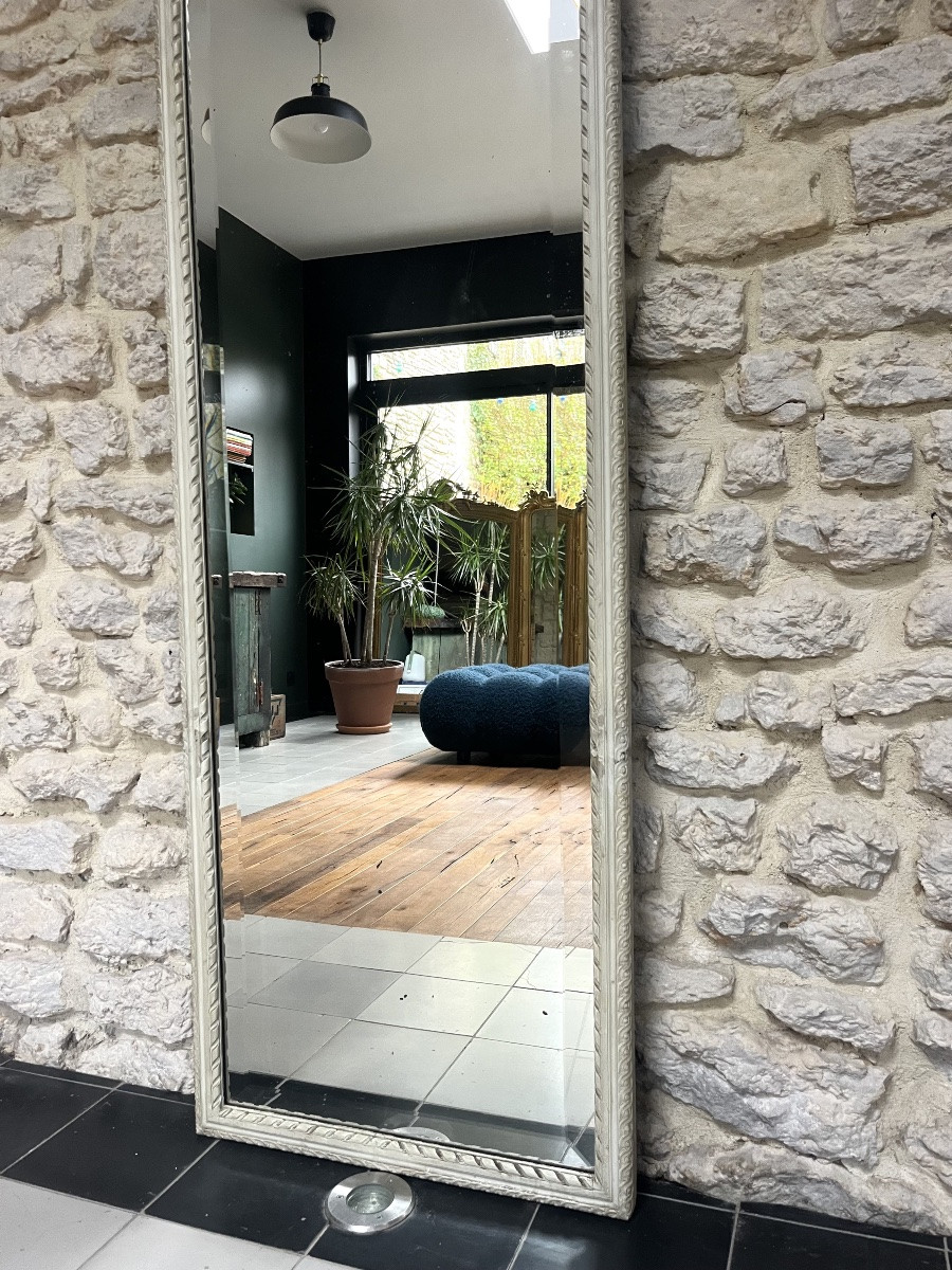 Antique Mirror, 239.5/54cm, Between Two Frames, With A Louis XVI Pediment, Late 19th Century, Beveled Glass.-photo-2