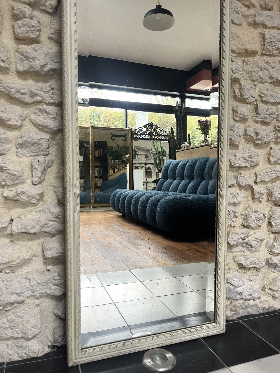 Antique Mirror, 239.5/54cm, Between Two Frames, With A Louis XVI Pediment, Late 19th Century, Beveled Glass.-photo-3