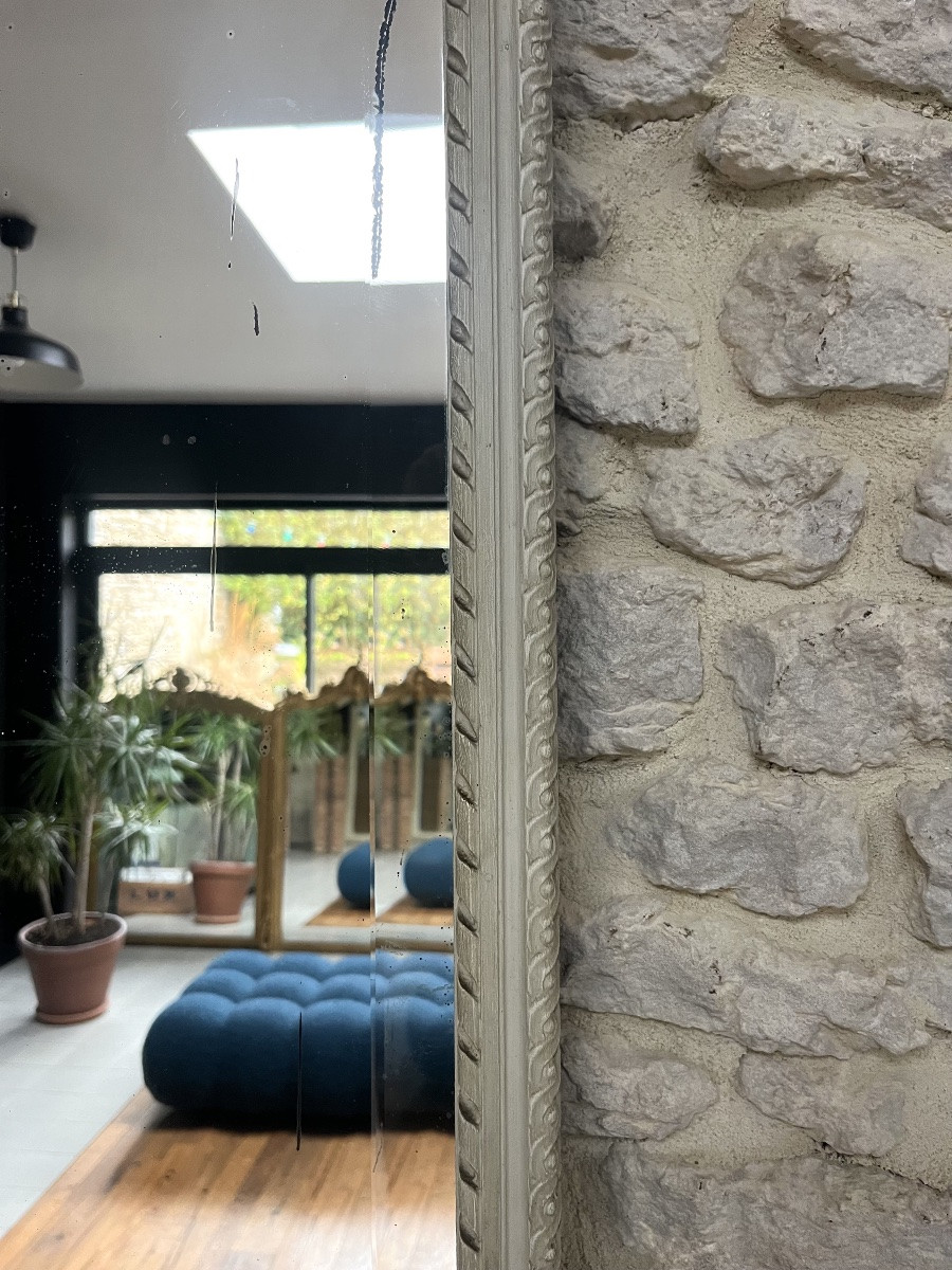 Antique Mirror, 239.5/54cm, Between Two Frames, With A Louis XVI Pediment, Late 19th Century, Beveled Glass.-photo-4