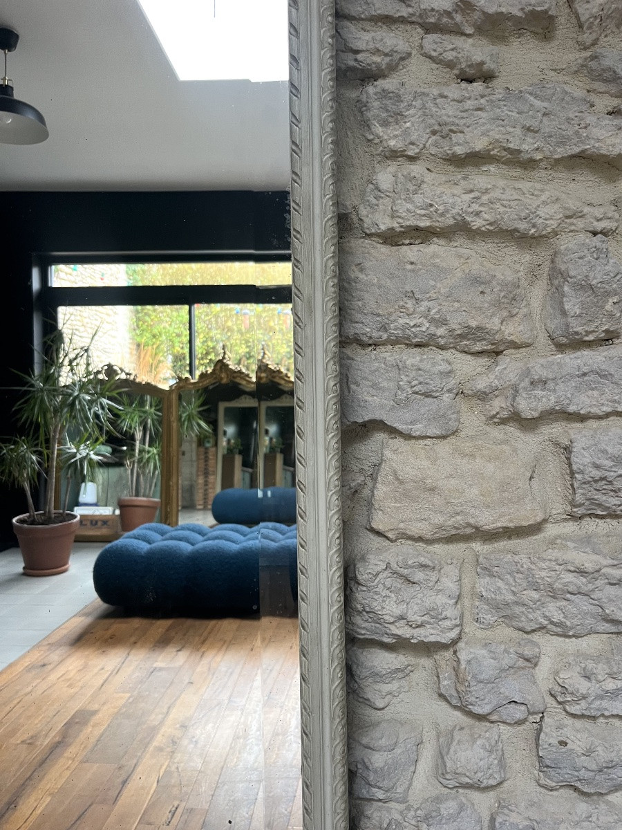 Antique Mirror, 239.5/54cm, Between Two Frames, With A Louis XVI Pediment, Late 19th Century, Beveled Glass.-photo-5