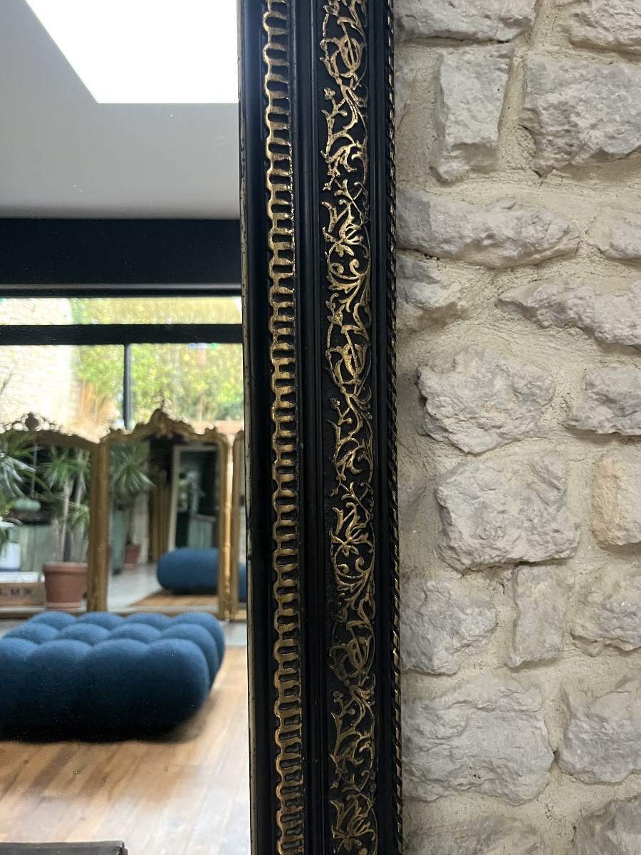 Antique Mirror, 93.5/66.5cm, Louis-philippe Style, Beaded, Napoleon III Era, Mercury Glass, Pier Glass -photo-2