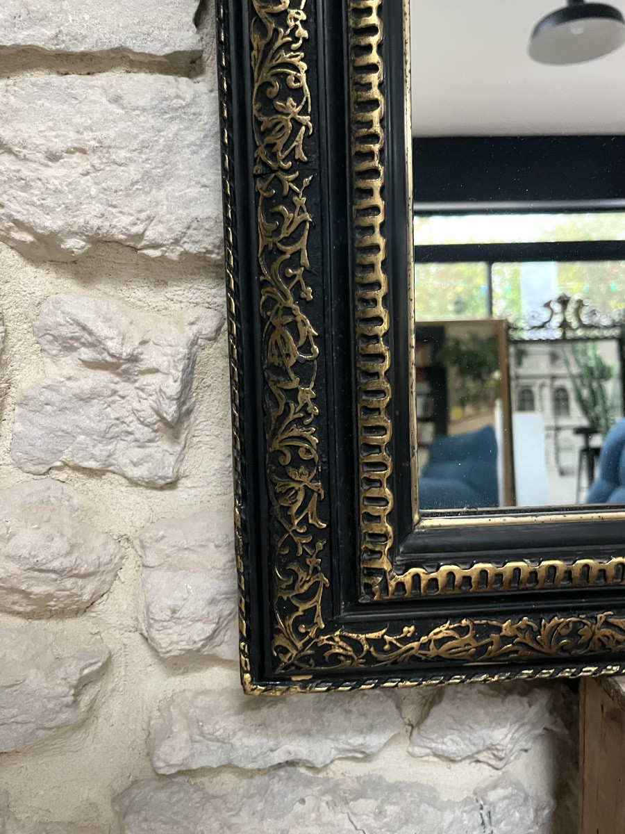 Antique Mirror, 93.5/66.5cm, Louis-philippe Style, Beaded, Napoleon III Era, Mercury Glass, Pier Glass -photo-7