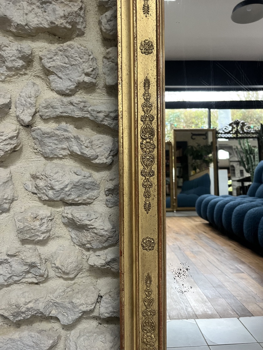 Antique Mirror, 143/78.5cm Between The Two Panes, Gilded With Gold Leaf, Restoration Period, Mercury Glass-photo-2