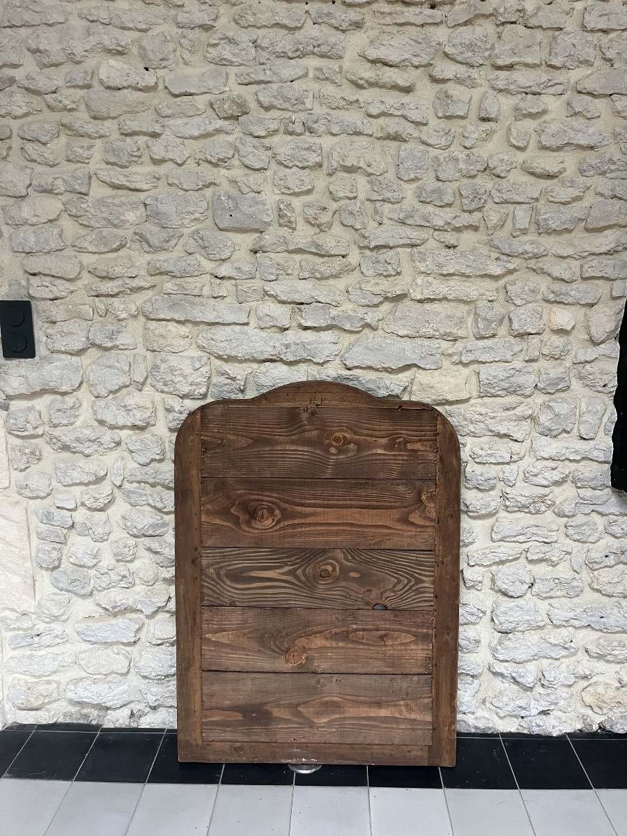 Miroir ancien Louis-Philippe perlé 108,5/78,5cm forme chapeau de gendarme doré à la feuille or-photo-8