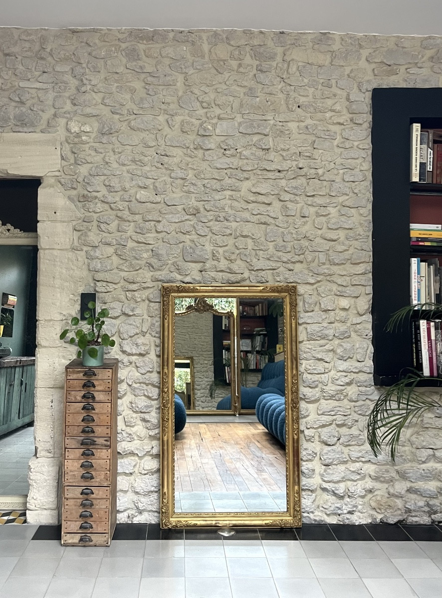 Antique Mirror, 135/79cm, Gilded With Gold Leaf, Empire Period, Mercury Glass