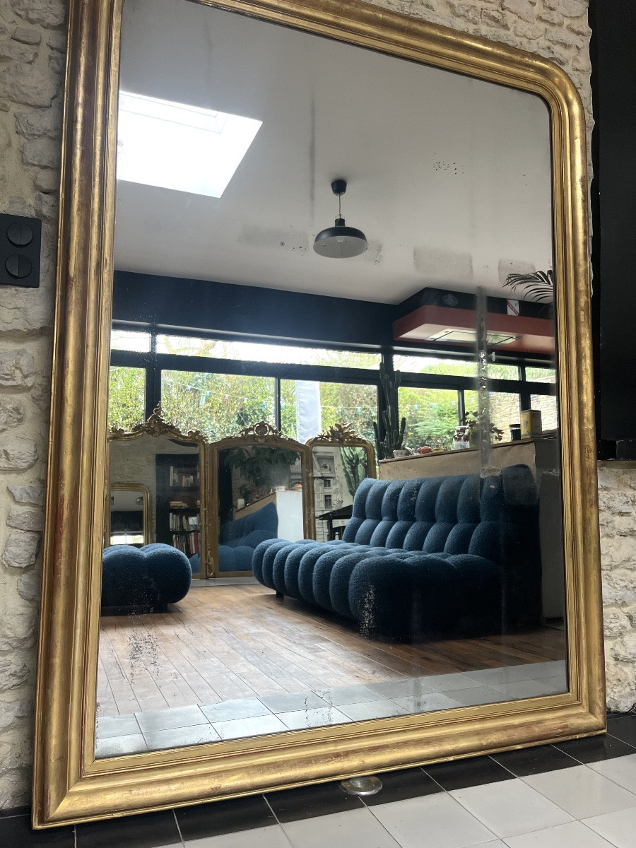 Large Louis-philippe Mirror, 200/150cm, 19th Century, Mercury Glass, Fireplace Mantelpiece -photo-2