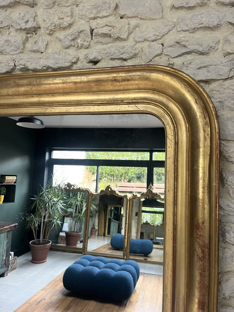 Large Louis-philippe Mirror, 200/150cm, 19th Century, Mercury Glass, Fireplace Mantelpiece -photo-5