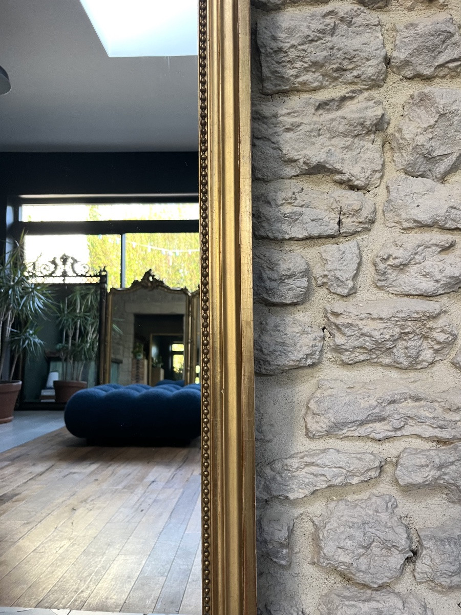 Antique Mirror, 200/91.5cm, Gilded With Gold Leaf, A Mirror Between Two Panes, Glass -photo-2