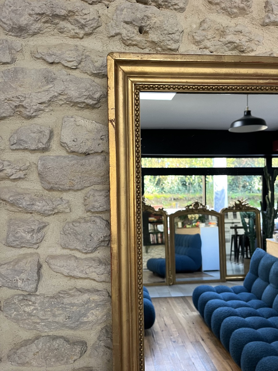 Antique Mirror, 200/91.5cm, Gilded With Gold Leaf, A Mirror Between Two Panes, Glass -photo-3