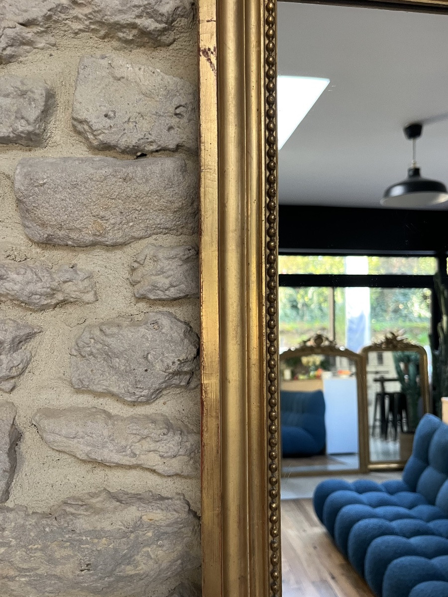 Antique Mirror, 200/91.5cm, Gilded With Gold Leaf, A Mirror Between Two Panes, Glass -photo-7